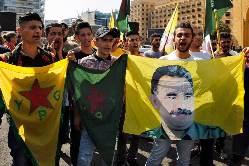 Protest Kurda u Libanu sa slikama Abdulaha Odžalana 13. oktobra 2019.