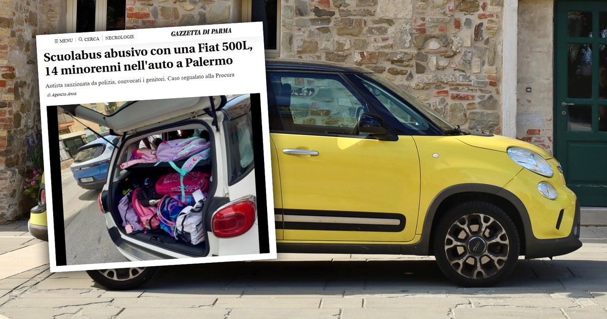 Fiat 500L z tornistrami i dziećmi? Policja oniemiała