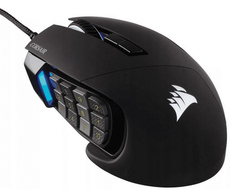 Corsair Scimitar RGB Elite – myszka z dużą liczbą przycisków, głównie dla fanów gier MMO.