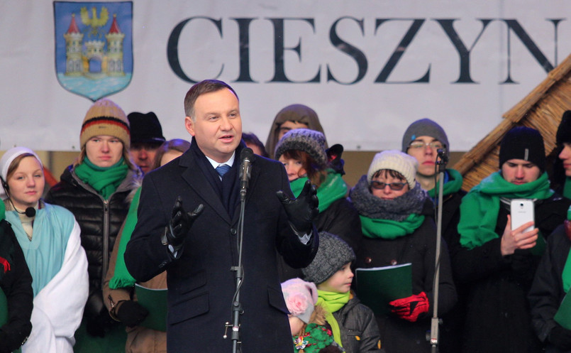 Andrzej Duda i Agata Kornhauser-Duda w Orszaku Trzech Króli w Cieszynie