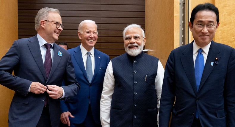 President Joe Biden, Japanese Prime Minister Fumio Kishida, Indian Prime Minister Narendra Modi and Australian Prime Minister Anthony Albanese at the Quad leaders summit in Tokyo, May 24, 2022.