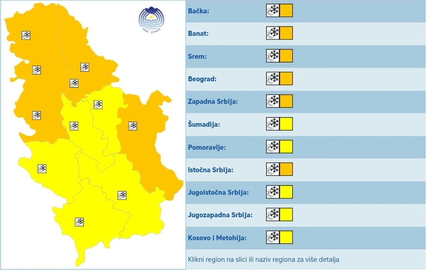 Meteoalarm za petak