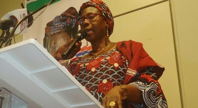 Gambia's first-ever female presidential candidate Issatou Touray, seen in September 2016, said ehw ants to offer her unflinching support and cooperation to the coalition of opposition parties in the country's December 1 election