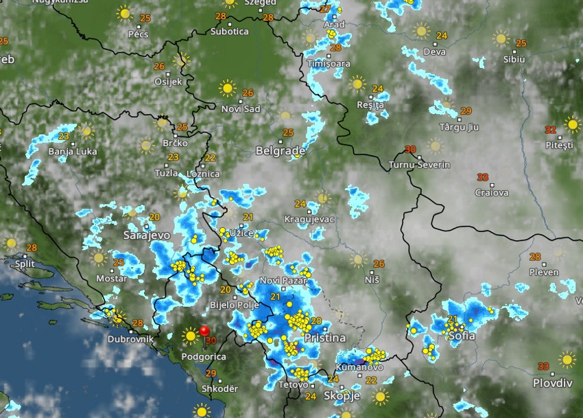 Kretanje kiše danas u 16 sati