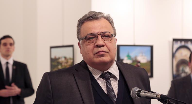 Andrey Karlov, the Russian ambassador to Turkey, at the art gallery in Ankara, Turkey, on Monday before he was killed by an assassin.