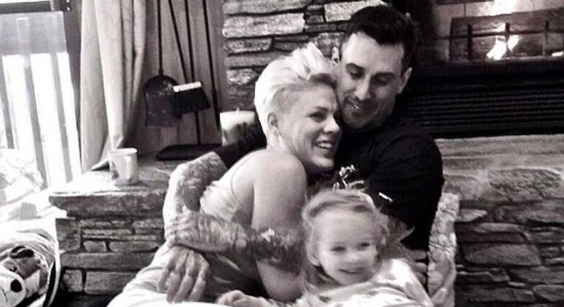 The 40-yr-old retired motocross racer posted a black and white photo of his family on Instagram as he wished his 36-yr-old wife a happy wedding anniversary