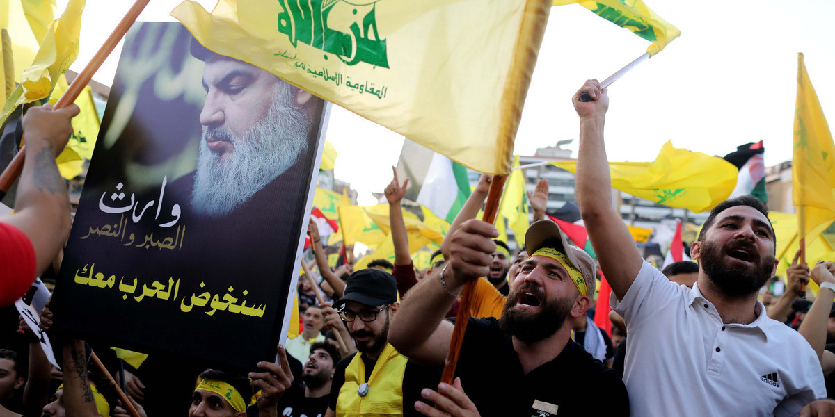 Zwolennicy libańskiego przywódcy Hezbollahu Hasana Nasrallaha.
