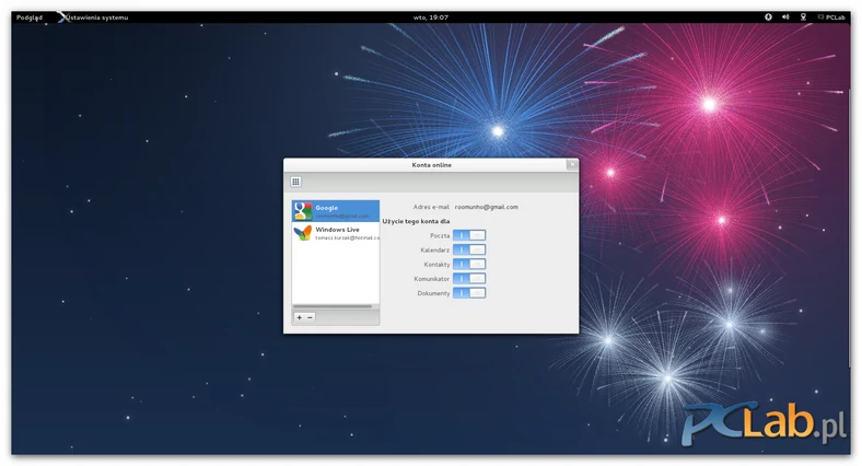 Skonfigurowane konta Windows Live oraz Google (kliknij, żeby powiększyć)