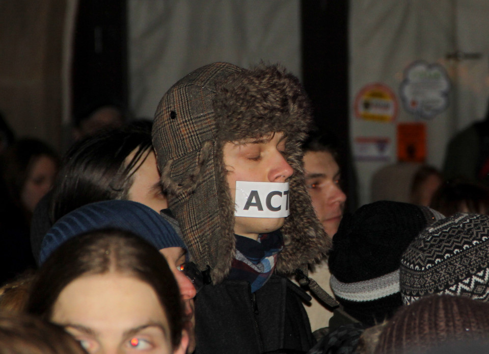 Manifestacja przeciwko ACTA w Krakowie, fot. Norbert Litwiński / Onet