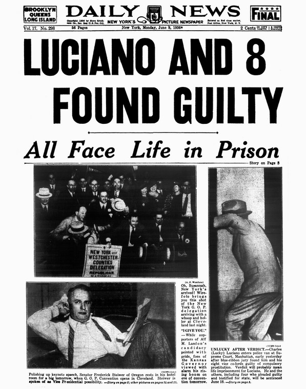 "Daily News" o skazaniu Luciano w 1936 r.