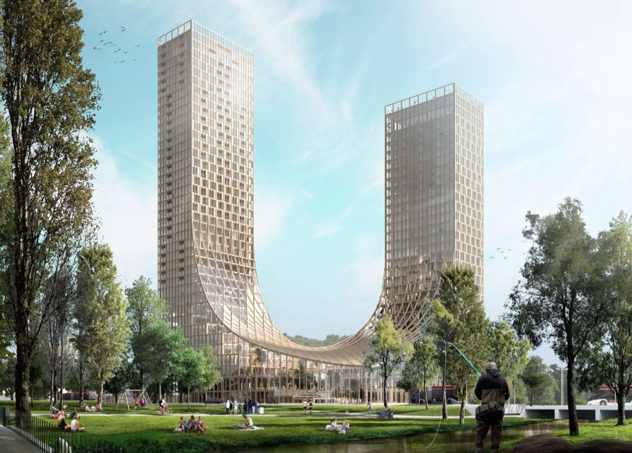 Drewniany wieżowiec, projekt studia Marco Vermeulen. Ten 38-piętrowy budynek ma stanąć w Eindhoven w Holandii