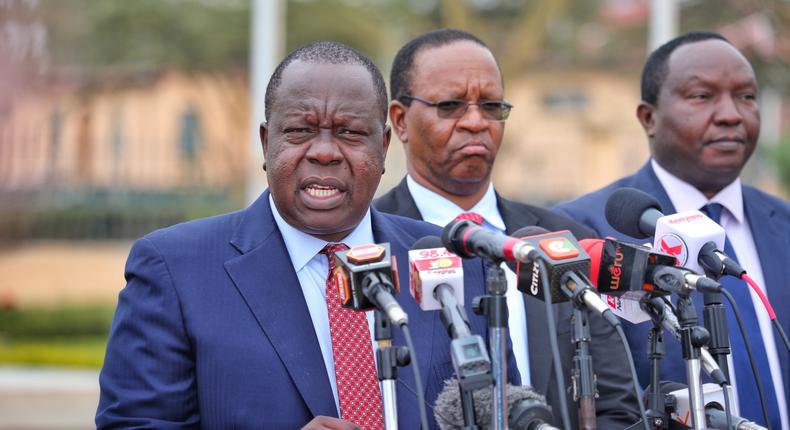 Interior CS Fred Matiang'i addressing the media on August 5 2022