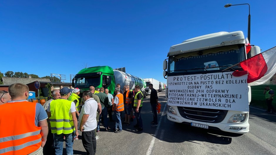 Protest przewoźników na przejściu granicznym w Dorohusku