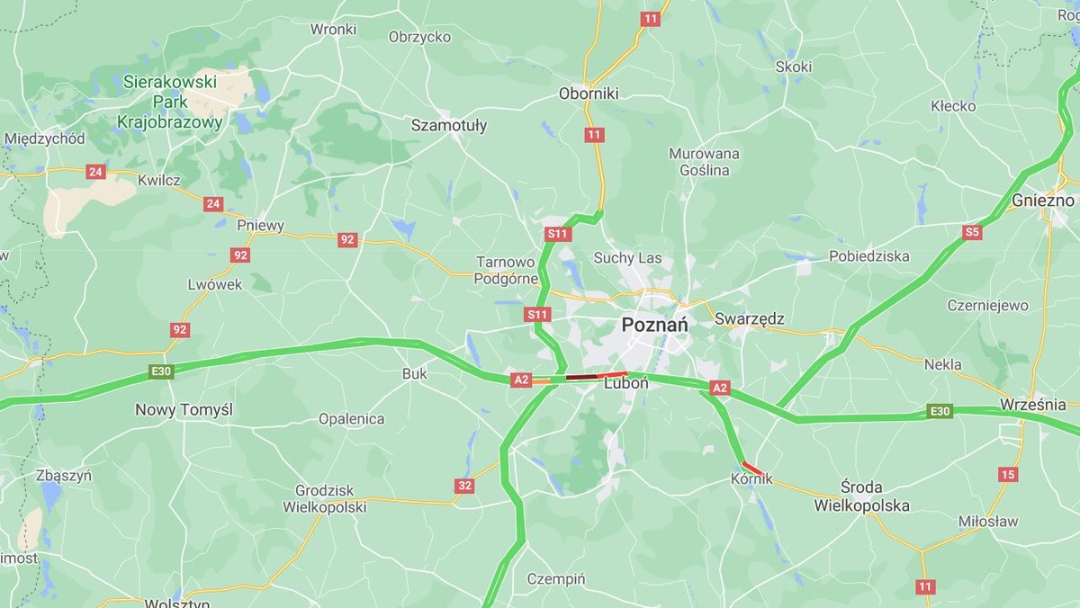 Poznań. Ciężarówka blokuje autostradę A2