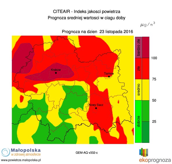 Prognoza zanieczyszczenia na jutro