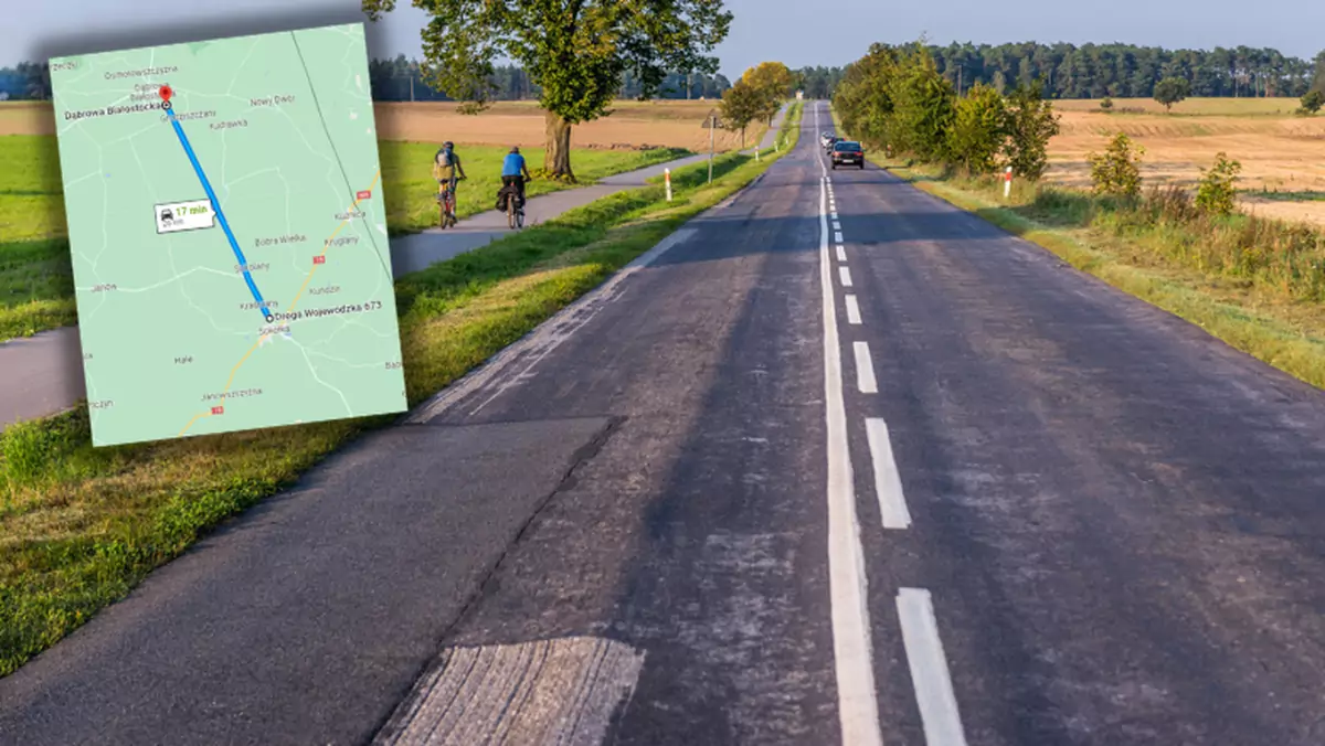DW 673 to najdłuższa prosta w Polsce (Screen: Google Maps)