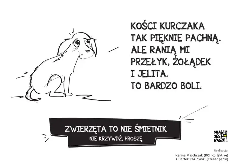 Akcja &quot;Zwierzęta to nie śmietnik&quot; stowarzyszenia Miasto Jest Nasze, autorka: Karina Majchrzak