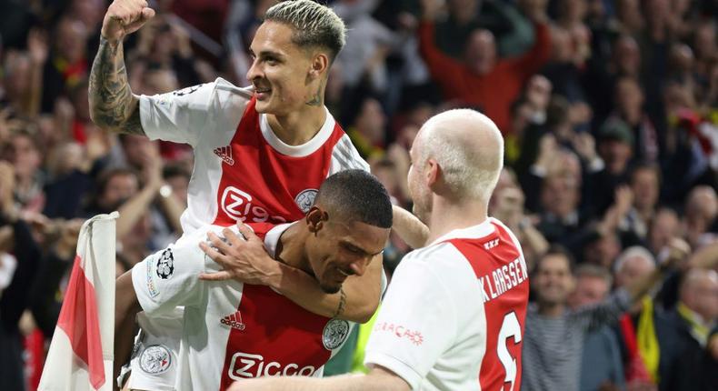 Sebastien Haller (C), Antony (Up) and Davy Klaassen (R) were all on the scoresheet for Ajax against PSV Creator: François WALSCHAERTS