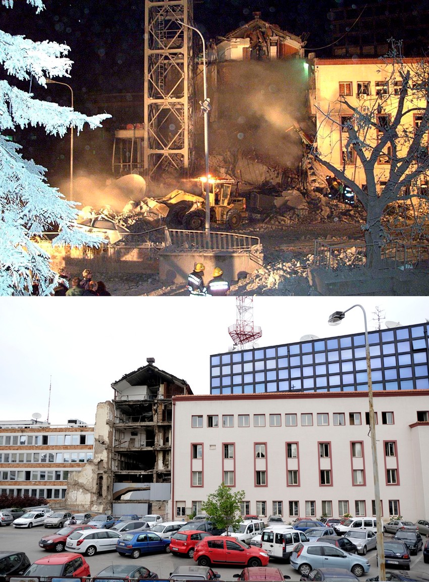 Razrušena zgrada RTS nakon NATO bombardovanja