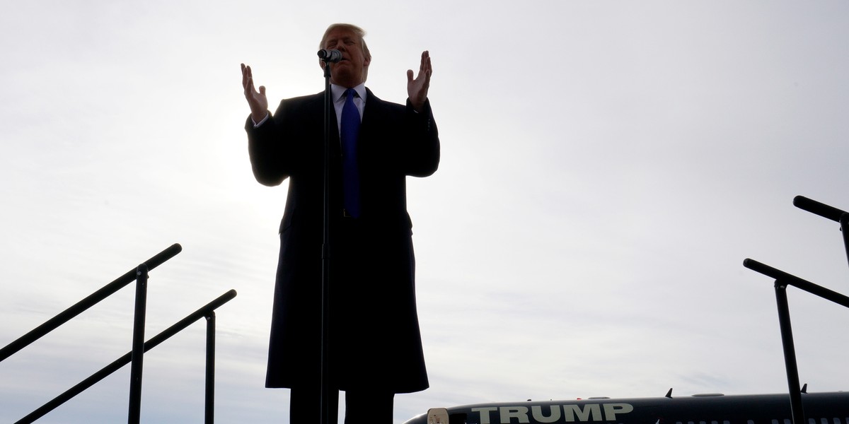 Republican presidential candidate Donald Trump at a campaign rally in Dubuque, Iowa, on January 30.