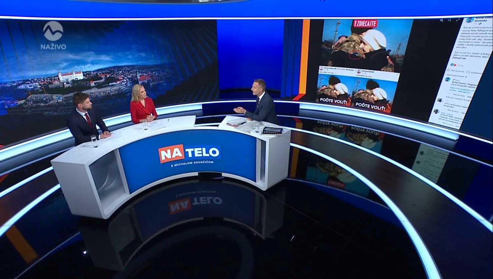 Denisa Saková a Michal Šimečka v relácii Na telo po prezidentských voľbách.