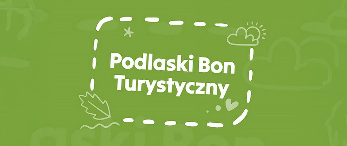 Napis logo Podlaski Bon Turystyczny na zielonym tle