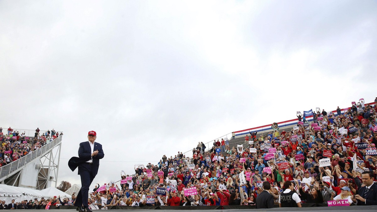 U.S. President-elect Donald Trump arrives to speak during a USA Thank You Tour event in Mobile, Alab