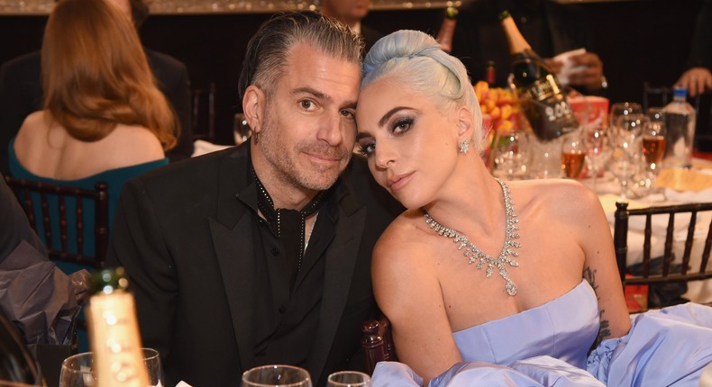 Christian Carino and Lady Gaga attend Moet & Chandon at The 76th Annual Golden Globe Awards at The Beverly Hilton Hotel on January 6, 2019 in Beverly Hills, California.