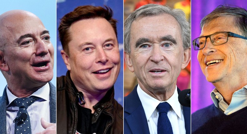 Jeff Bezos, Elon Musk, Bernard Arnault, and Bill Gates are all members of the $100 billion club.Mandel Ngan, Britta Pedersen, Nicholas Kamm/Getty Images; Elaine Thompson/AP