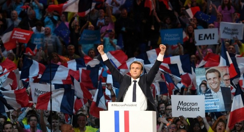 Emmanuel Macron held his biggest rally yet just days before the French vote, but his early lead in the polls has weakened