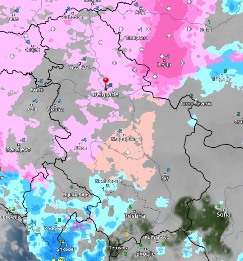 Vremenski radar u 8 sati ujturu, Božić
