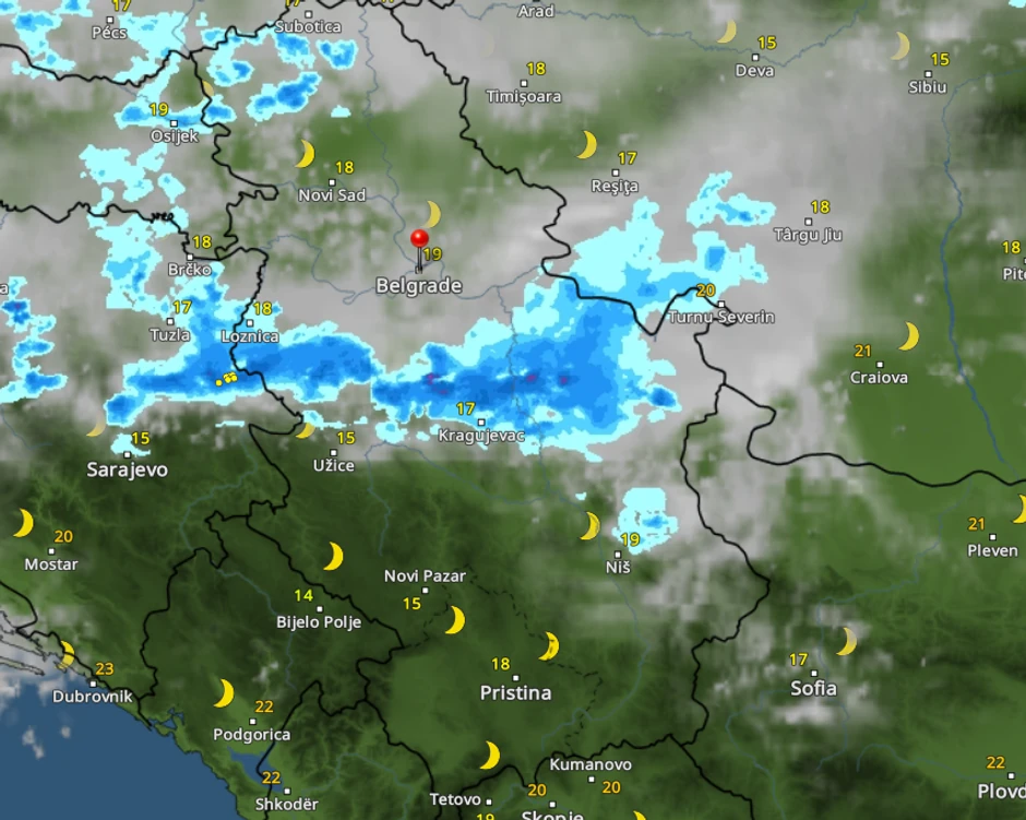 Kretanje nevremena u 4 sata nakon ponoći
