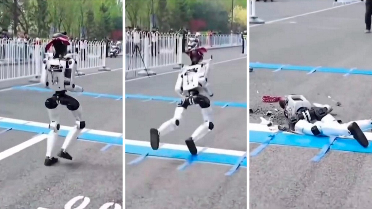 Dziwny wypadek na próbie półmaratonu. Zawodnik po prostu rozpadł się na kawałki [WIDEO]