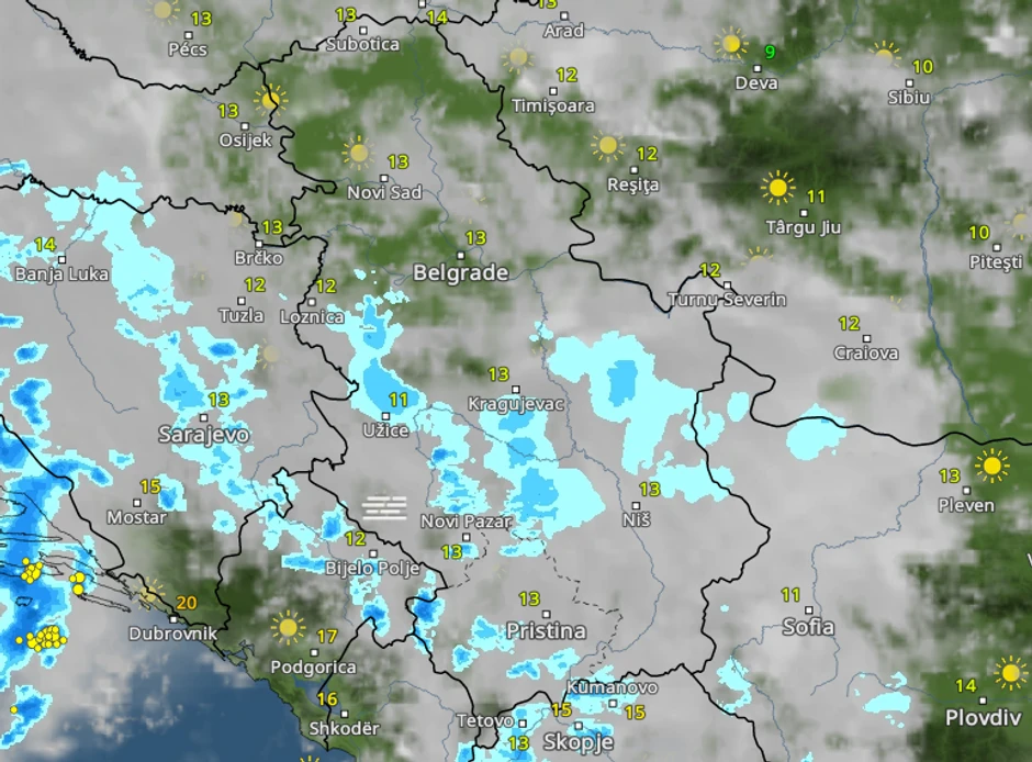 Kretanje kiše u 8 časova
