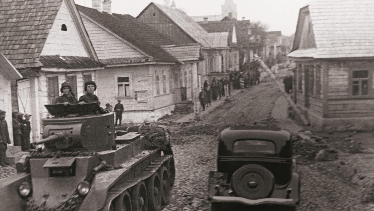 Red army tank drivers on a street in the city of rakov, poland, september 1939: soviet invasion of eastern poland, soviet troops were ordered to cross the frontier and 'take over the protection of life and property of the population of western ukrain
