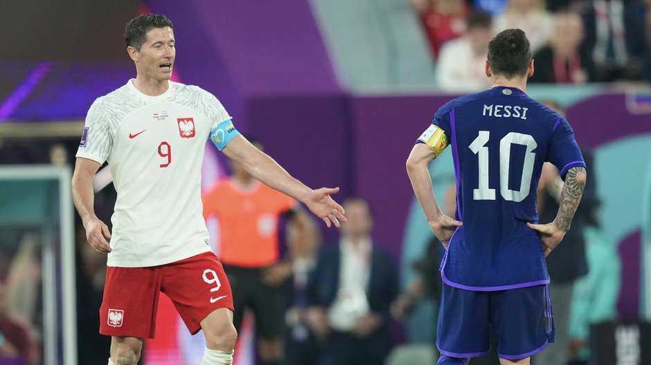 Lewandowski i Messi podczas meczu Polska – Argentyna