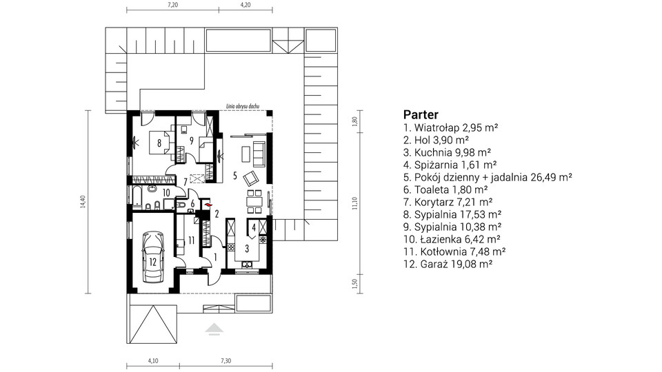 Projekt domu Ralf G1: plan wnętrza 