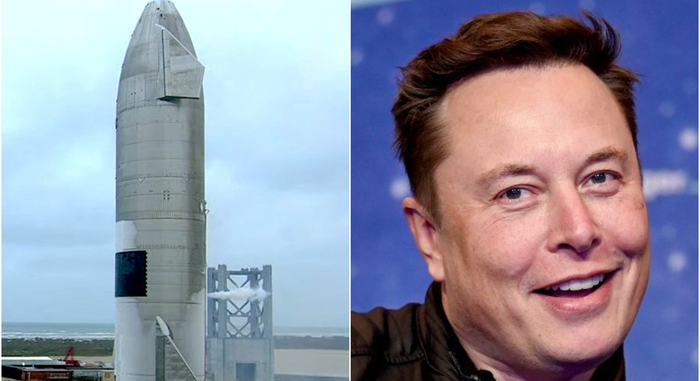 Starship SN15 and SpaceX CEO Elon Musk.
