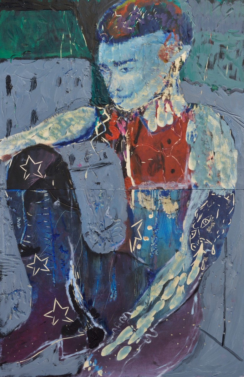 Nebojša Despotović, Na hladnom mermeru, 2021, akril i ulje na izrezbarenom drvetu, 45x70 cm