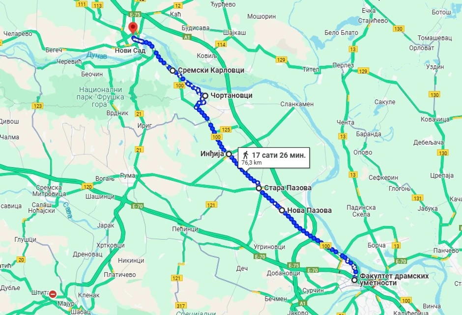 Mapa puta kretanja studenata