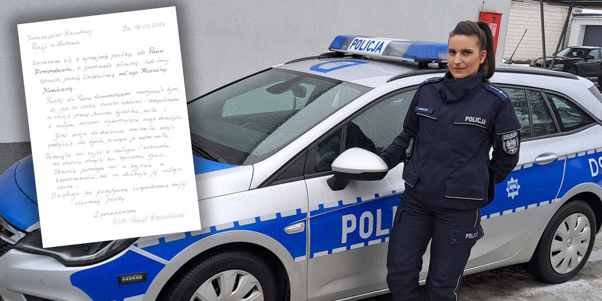 Mł. asp. Karolina Konieczna z policji w Łukowie pomogła bezdomnemu. Ten napisał do komendy list.