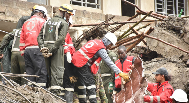 Rescue efforts at the Kasarani collapsed building