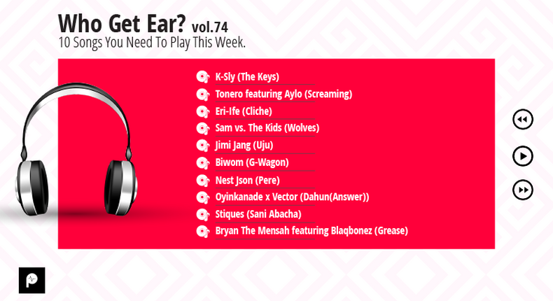 Who Get Ear Vol. 74: 10 Songs You Need To Play This Week. (Pulse Nigeria Graphics)