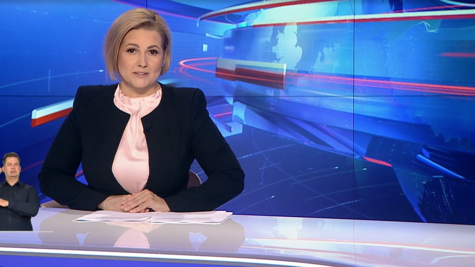 Edyta Lewandowska, prowadząca "Wiadomości TVP" (zrzut ekranu)