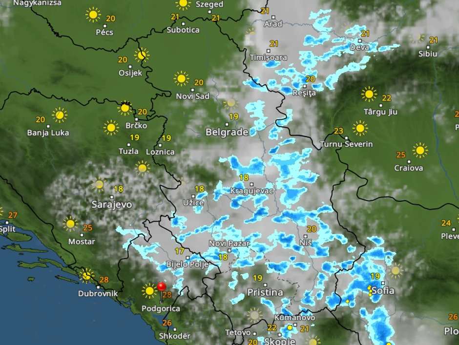 Kretanje kiše u 9 sati