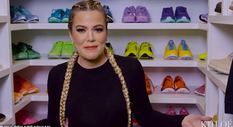 Khloe Kardashian in her fitness closet