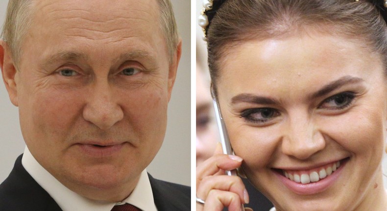 Russian President Vladimir Putin (left) and his rumored girlfriend and retired rythmic gymnast Alina Kabaeva (right).Sasha Mordovets/Getty Images