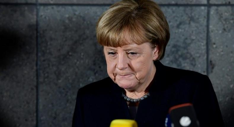 German Chancellor Angela Merkel delivers a statement at the Federal Criminal Police Office in Berlin on December 22, 2016 after being informed on the state of investigation of the Berlin attack