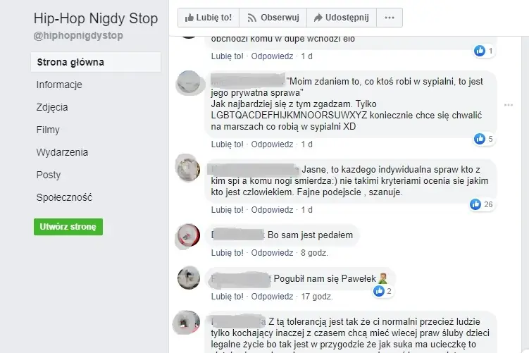 Homofobiczne komentarze na temat wypowiedzi Pezeta