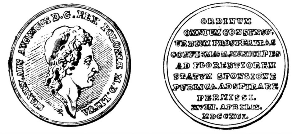 Medal wybity dla upamiętnienia uchwalenia Prawa o miastach w 1791 roku